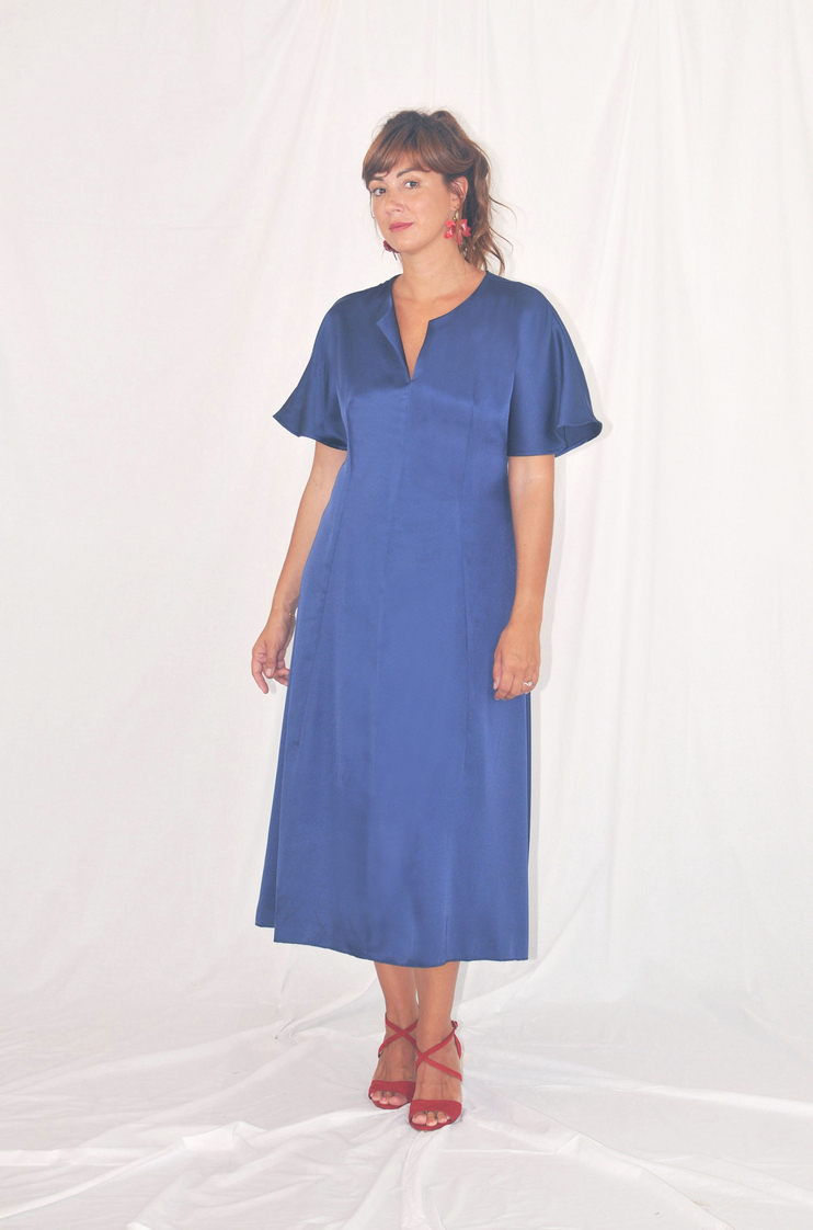 Robe de cocktail satinée bleue – Lisa