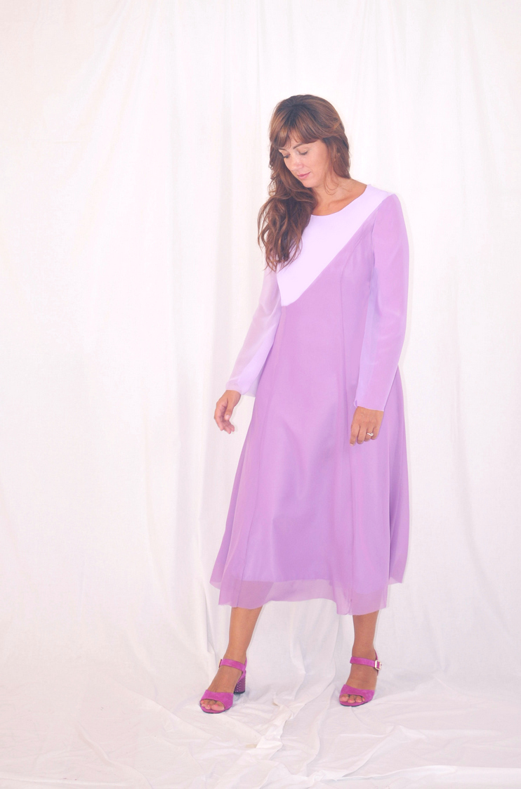 Robe midi fluide à manches longues en voile – Wallis